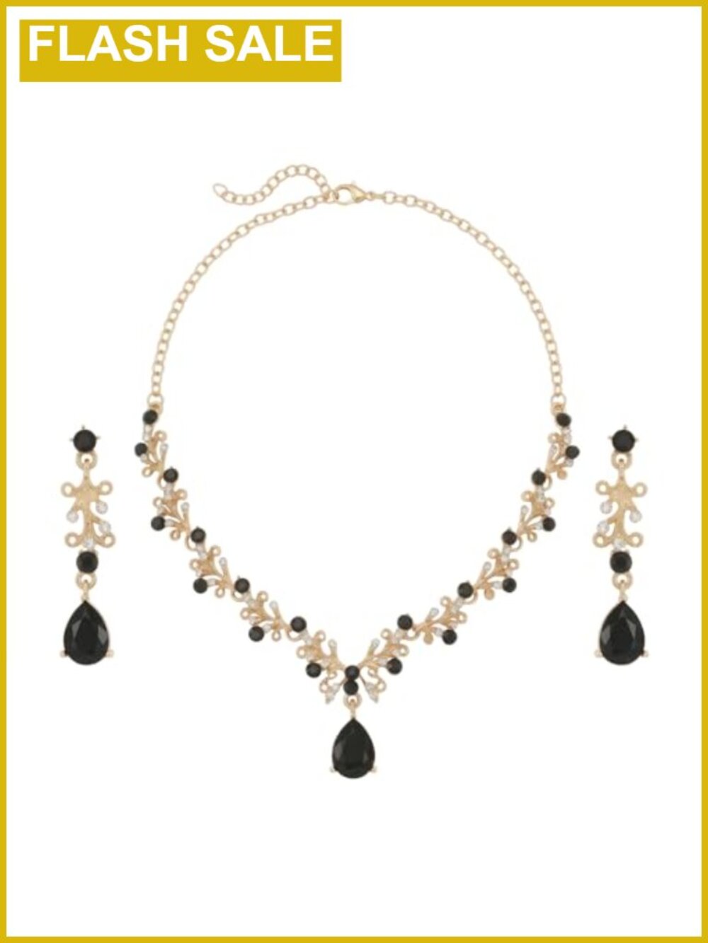 Rhinestone Necklace and Earrings Jewelry Set for Women Bridal Prom Accessories